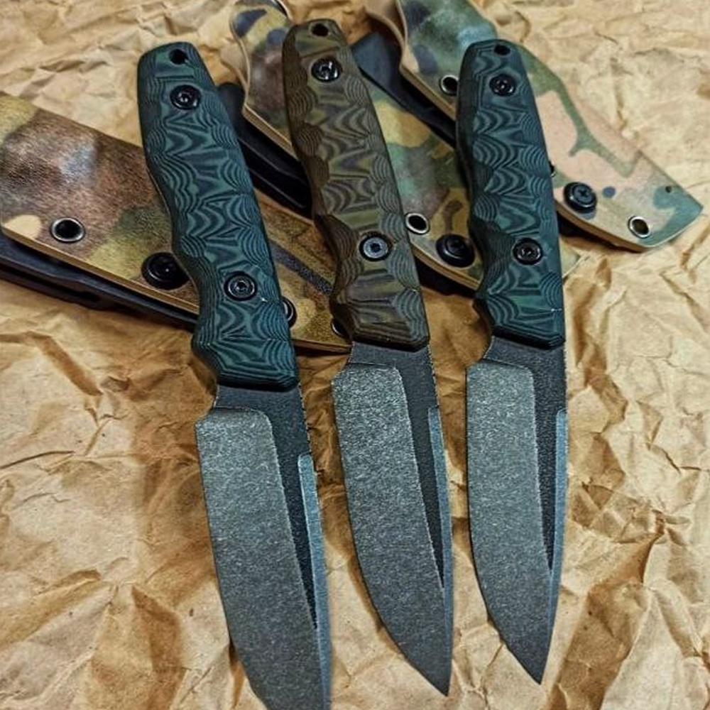 Handmade Knife "Beetle" Steel: N690, 60 HRC Handle: Micarta or Skeletonized Sheath: Kydex