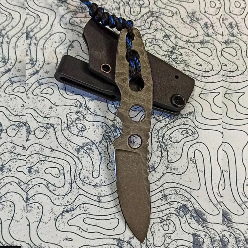 Handmade Knife "Beetle" Steel: N690, 60 HRC Handle: Micarta or Skeletonized Sheath: Kydex