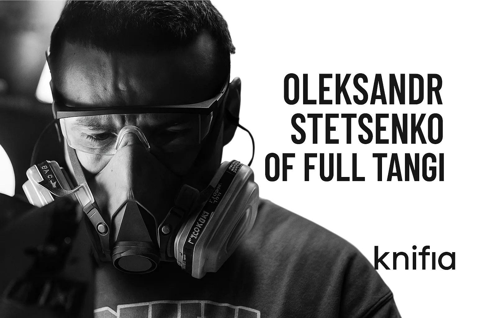 Ukrainian knifemaker Oleksandr Stetsenko of Full Tangi working on a handmade knife