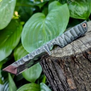 Athena Kiridashi handmade Ukrainian EDC knife by Marvyn Knives with stone-textured blade and mirror-polished bevels.