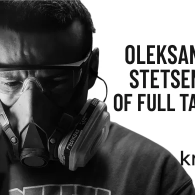 Ukrainian knifemaker Oleksandr Stetsenko of Full Tangi working on a handmade knife